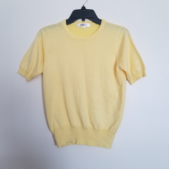 YEMAK Women's Yellow Crewneck 1/2 Basic Casual Knit Pullover Sweater Size L - Picture 4 of 6